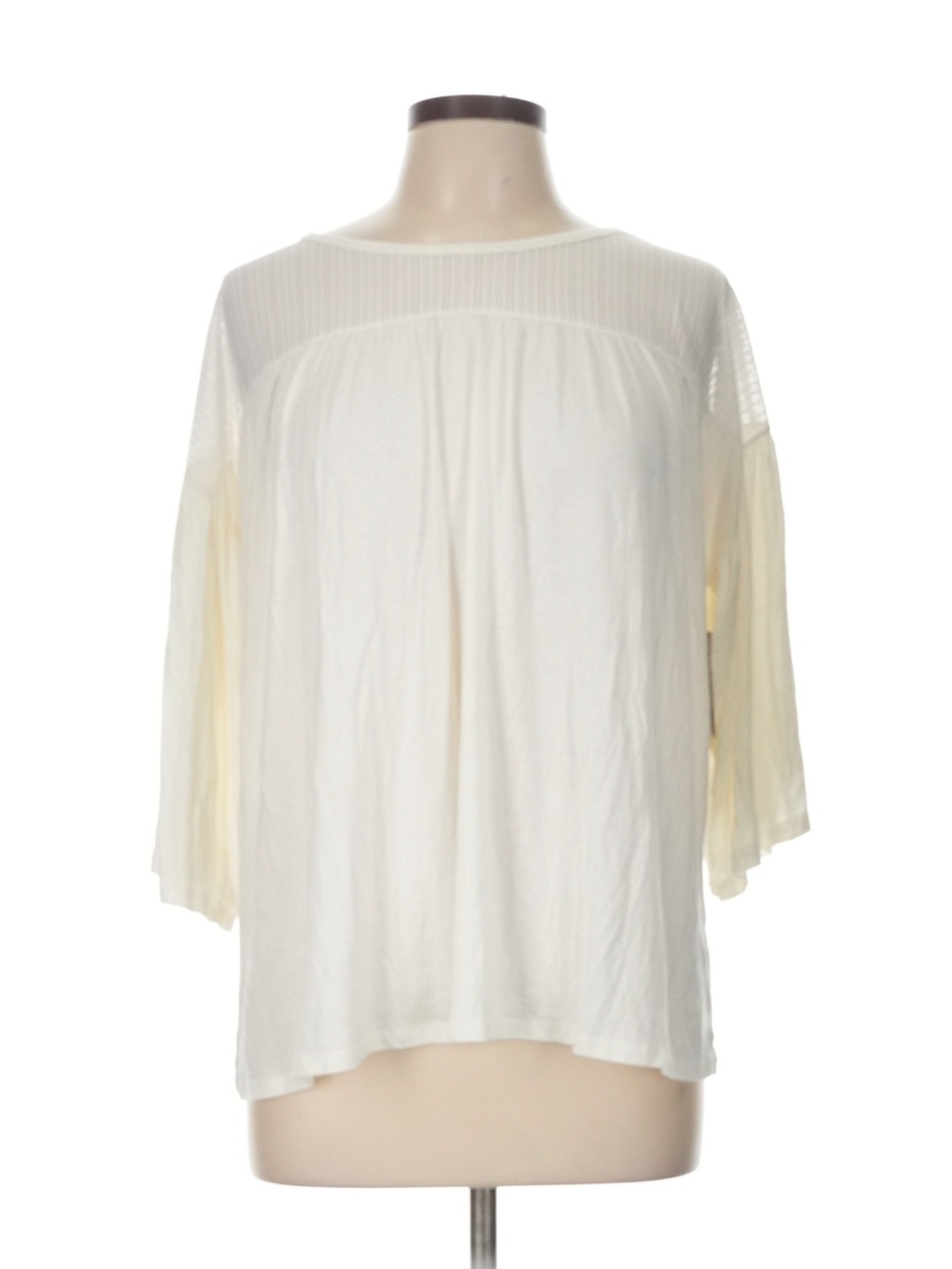 14th & Union Cream Sheer Yoke Long-Sleeve Blouse